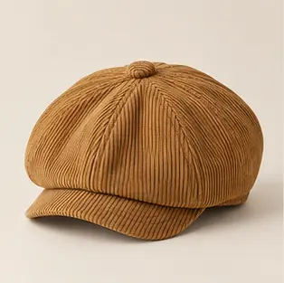 Honey Ochre Harvest Corduroy Newsboy Cap, eight-panel cap